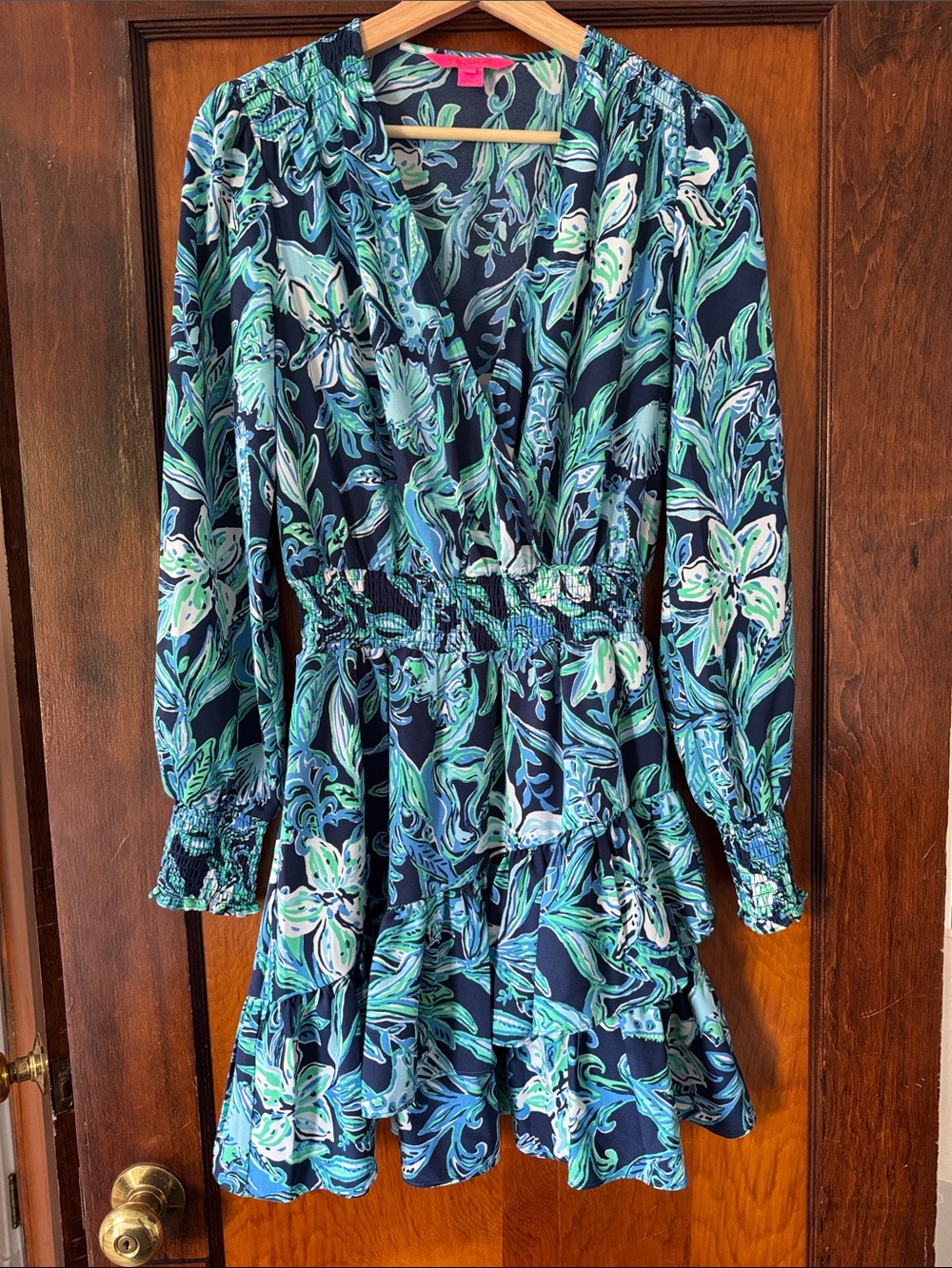 Lilly Pulitzer Navy Floral Long-Sleeve Mini Dress